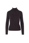 Allude Ribbed Turtleneck Sweater In Brown