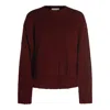 Allude Crew-neck Ribbed-knit Sweater In Burgundy