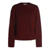 Allude Crew-neck Ribbed-knit Sweater In Burgundy