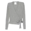 Allude Ribbed Self-tie Cardigan In Gray