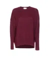 Allude Crew-neck Ribbed-knit Sweater In Burgundy