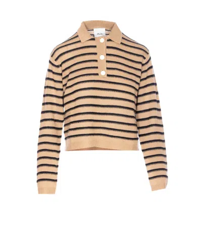 Allude Striped Polo Top In Multi