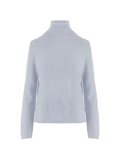 Allude Light Blue Patterned Knit Turtleneck Cashmere Sweater