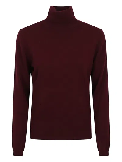 Allude Ribbed High Neck Cashmere Sweater In Pink