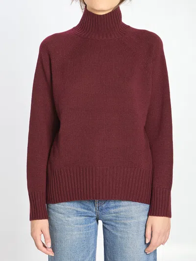 Allude Turtleneck In Wool And Cashmere In Burgundy