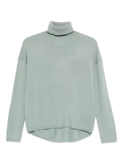 Allude Turtleneck Long-sleeve Sweater In Green