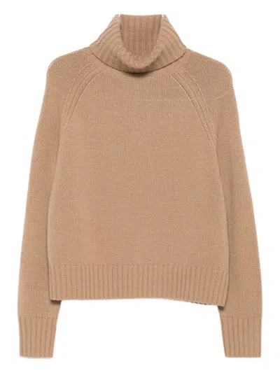 Allude Turtleneck Raglan-sleeve Sweater In Neutral