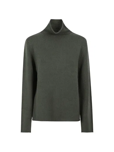 Allude Turtleneck Ribbed Sweater In Green