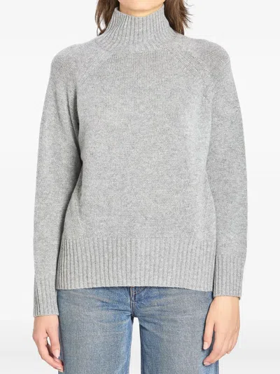 Allude Turtleneck Ribbed-trim Sweater In Gray