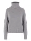 Allude Turtleneck Ribbed Wool-cashmere Sweater In Gray