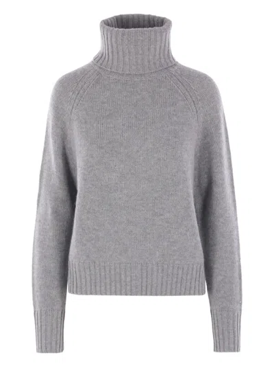 Allude Turtleneck Ribbed Wool-cashmere Sweater In Gray