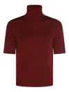 Allude Turtleneck Short-sleeve Sweater In Burgundy