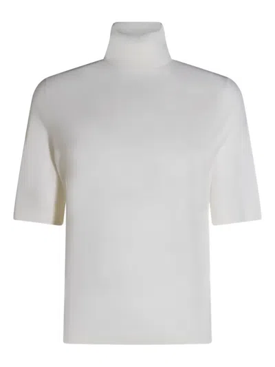 Allude Turtleneck Short-sleeve Sweater In White