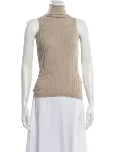 Pre-owned Allude Turtleneck Sleeveless Top In Neutrals