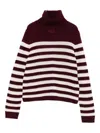 Allude Turtleneck Striped Sweater In Burgundy