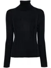 Allude Black Wool Turtleneck In Blue