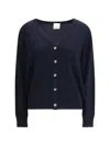 Allude V-neck Button Cardigan In Blue