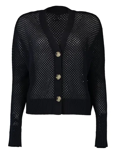 Allude V-neck Button-up Cardigan In Black