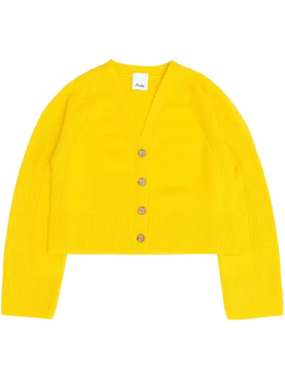 Allude V-neck Cardigan In Yellow