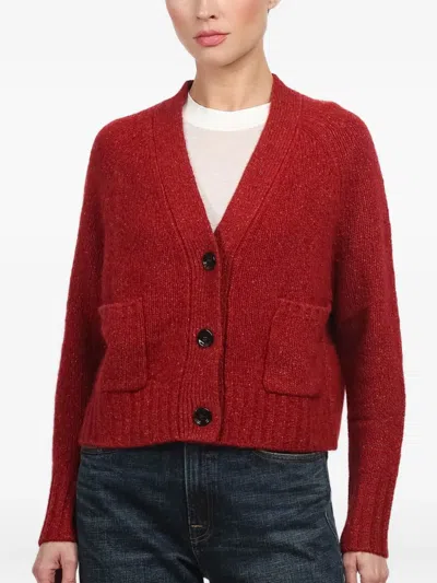 Allude V-neck Cashmere Cardigan In Red