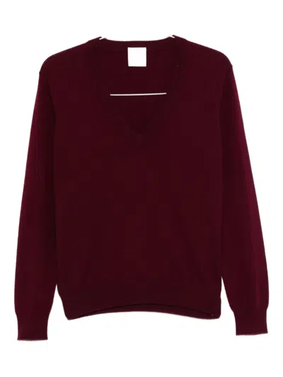 Allude V-neck Cashmere Sweater In Red