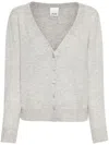 Allude V-neck Fine-knit Cardigan In Grey