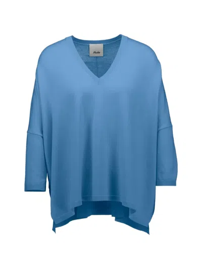 Allude V-neck Knitted Sweater In Blue