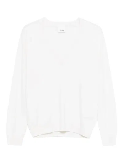 Allude V-neck Long-sleeve Knitwear In White