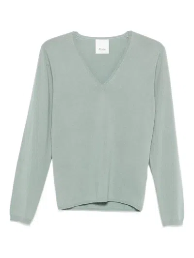 Allude V-neck Long-sleeve Sweater In Green