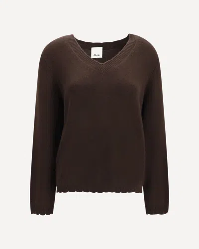 Allude V Neck Sweater In Brown