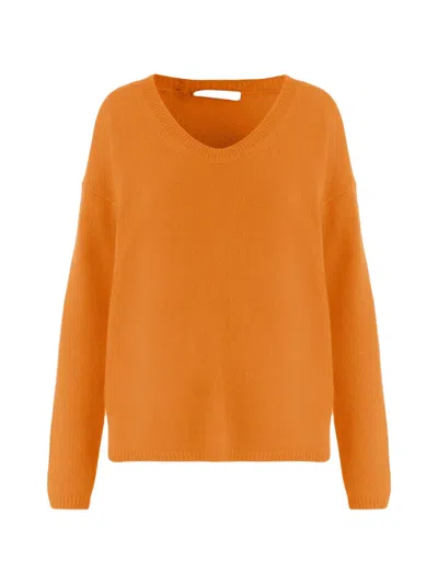 Allude V-neck Sweater In Orange