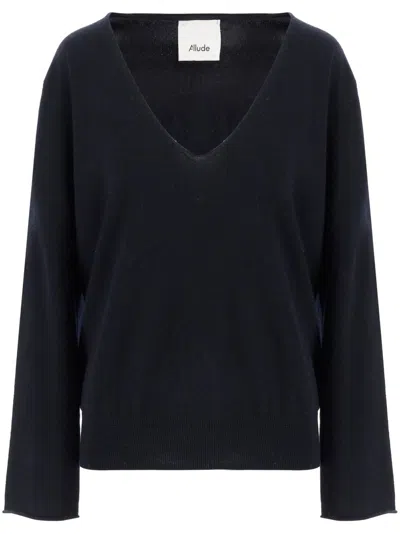 Allude V-neck Sweater In Black