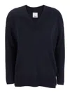 Allude Blue Sweater With V Neck In Blue