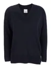 Allude Blue Sweater With V Neck In Blue