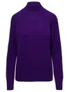 ALLUDE VIOLET MOCKNECK SWEATER WITH RIBBED TRIM IN CASHMERE WOMAN