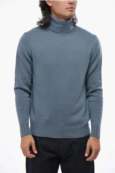 Allude Virgin Wool And Cashmere Turtleneck Sweater In Blue