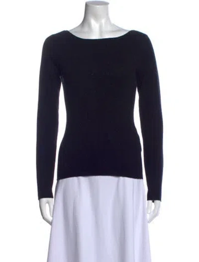Pre-owned Allude Virgin Wool Bateau Neckline Sweater In Blue