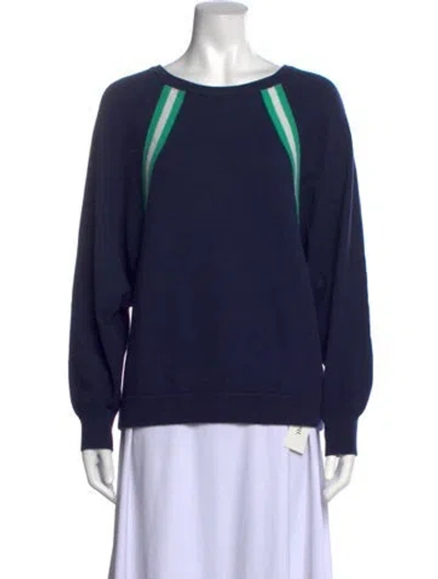 Pre-owned Allude Virgin Wool Bateau Neckline Sweater In Blue
