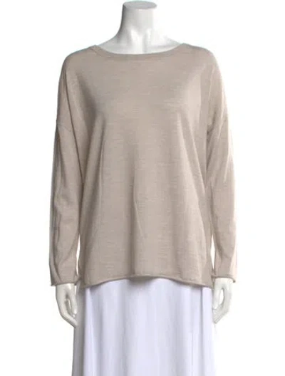 Pre-owned Allude Virgin Wool Bateau Neckline Top W/ Tags In Neutral