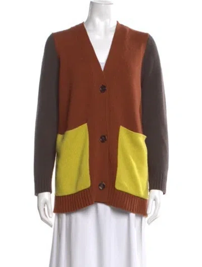 Pre-owned Allude Virgin Wool Colorblock Pattern Sweater In Brown