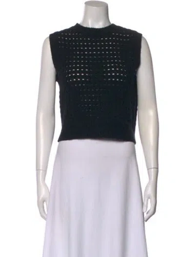 Pre-owned Allude Virgin Wool Crew Neck Crop Top In Black