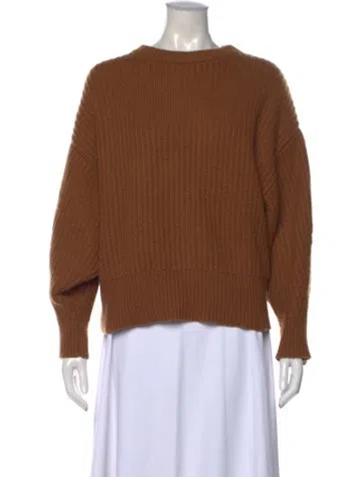 Pre-owned Allude Virgin Wool Crew Neck Sweater In Brown