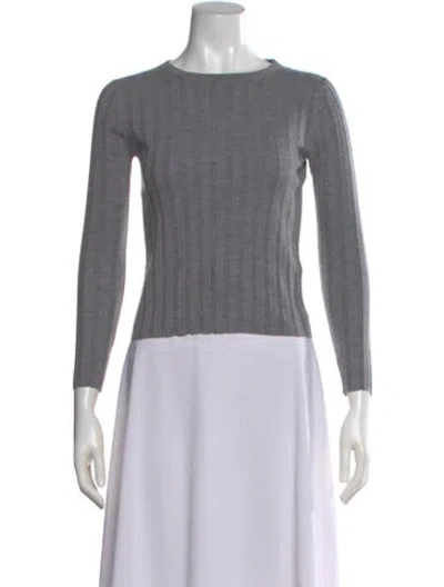 Pre-owned Allude Virgin Wool Crew Neck Top In Gray