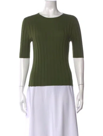 Pre-owned Allude Virgin Wool Crew Neck Top In Green
