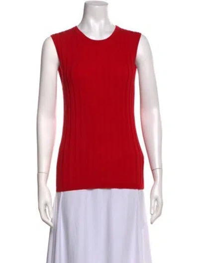 Pre-owned Allude Virgin Wool Crew Neck Top In Red