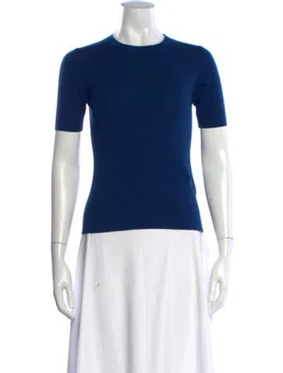 Pre-owned Allude Virgin Wool Crew Neck T-shirt In Blue