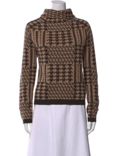 Pre-owned Allude Virgin Wool Houndstooth Print Sweater In Neutrals