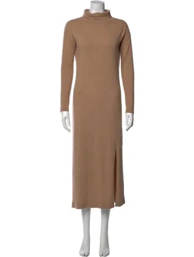 Pre-owned Allude Virgin Wool Long Dress In Brown