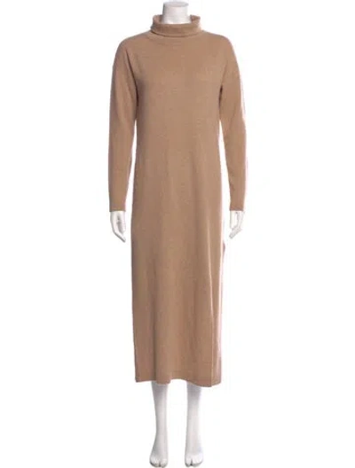 Pre-owned Allude Virgin Wool Long Dress In Brown