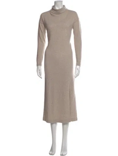 Pre-owned Allude Virgin Wool Long Dress In Neutral